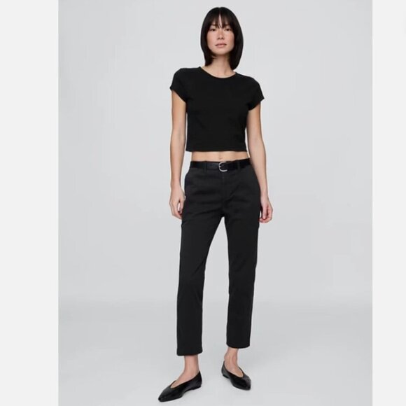 GAP Mid Rise Downtown Khakis Black Stretch Ankle Pants Size 20 TALL NWT RT$70 - Picture 1 of 16